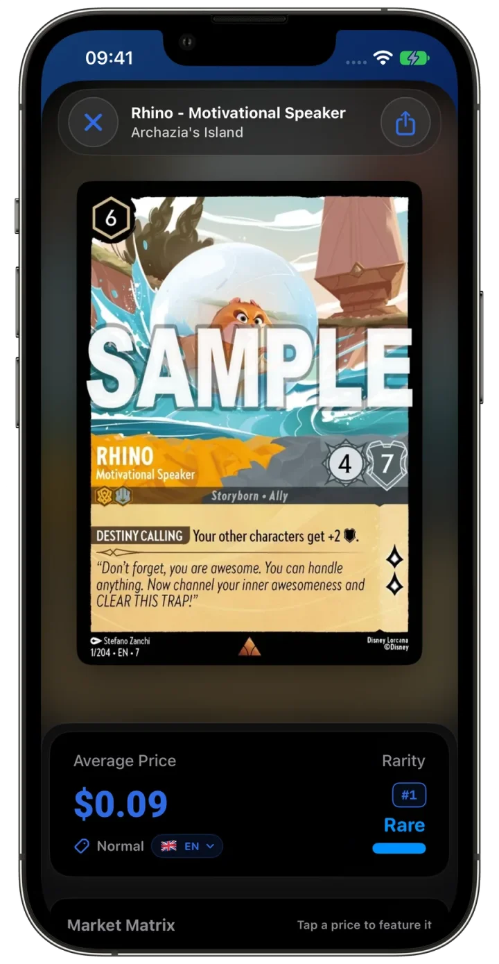 LanaKit details for a Rhino card printing with its available price